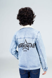 Denim Sherpa Jacket Acid Random Light Blue