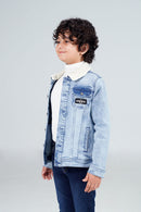 Denim Sherpa Jacket Acid Random Light Blue