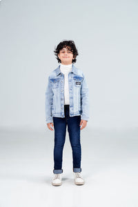 Denim Sherpa Jacket Acid Random Light Blue