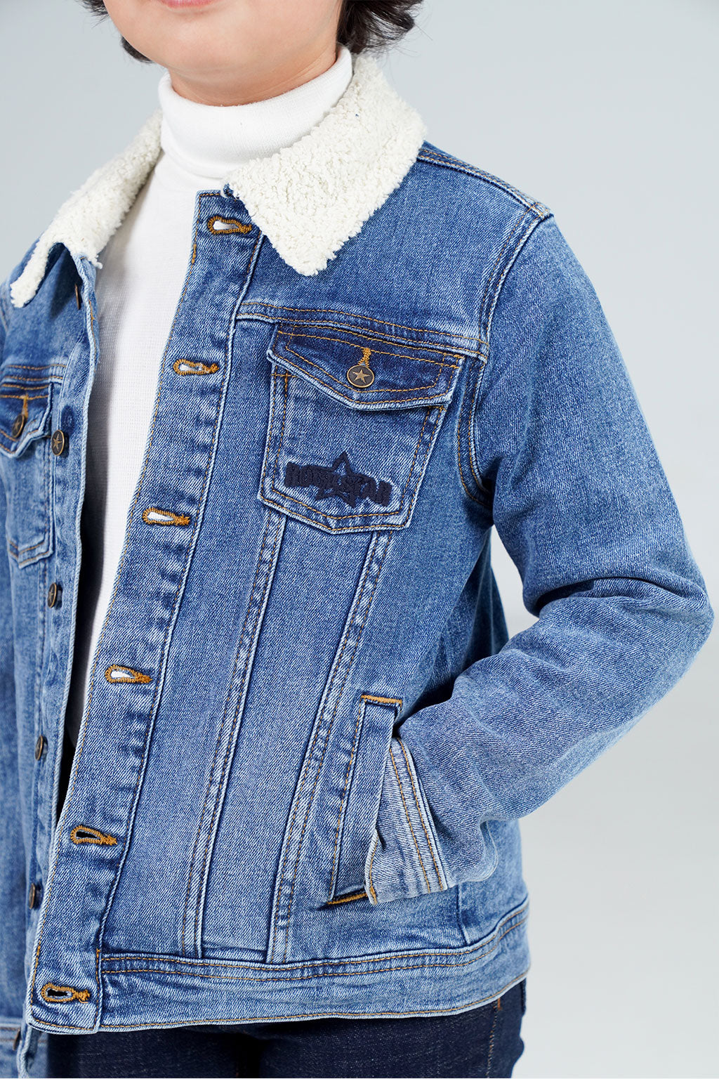 Denim Sherpa Jacket Dark Blue shop at Rockstar Jeans