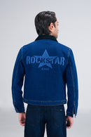 Dark Denim Jacket With Sherpa