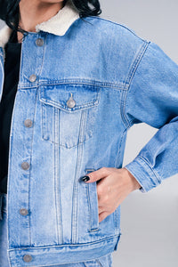 Light Denim Jacket With Sherpa
