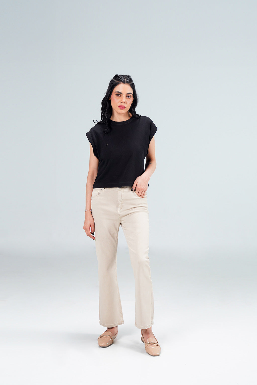 Beige Bootcut Pant