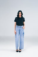 High Rise  Cargo Acid Wash