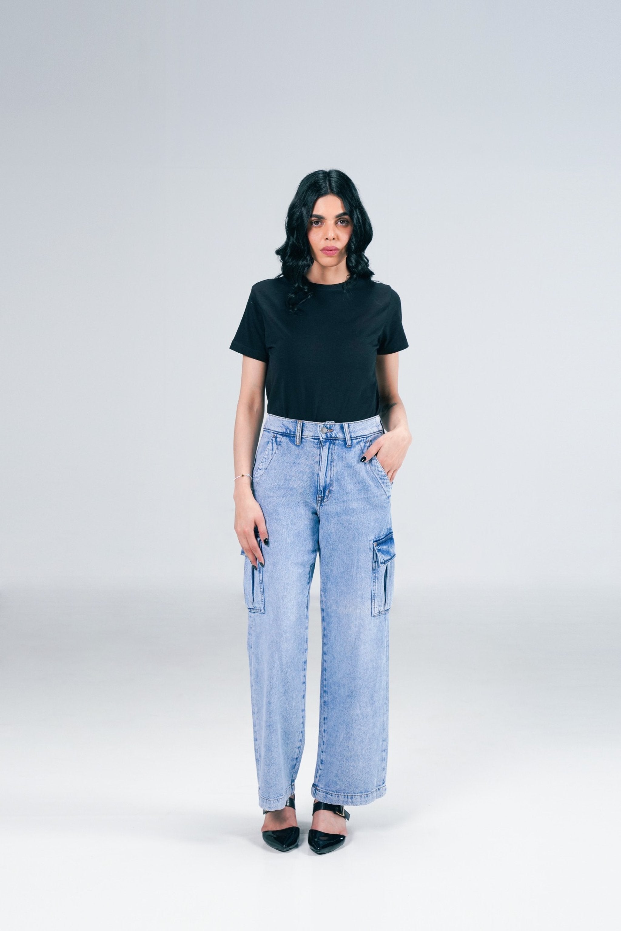 High Rise  Cargo Acid Wash