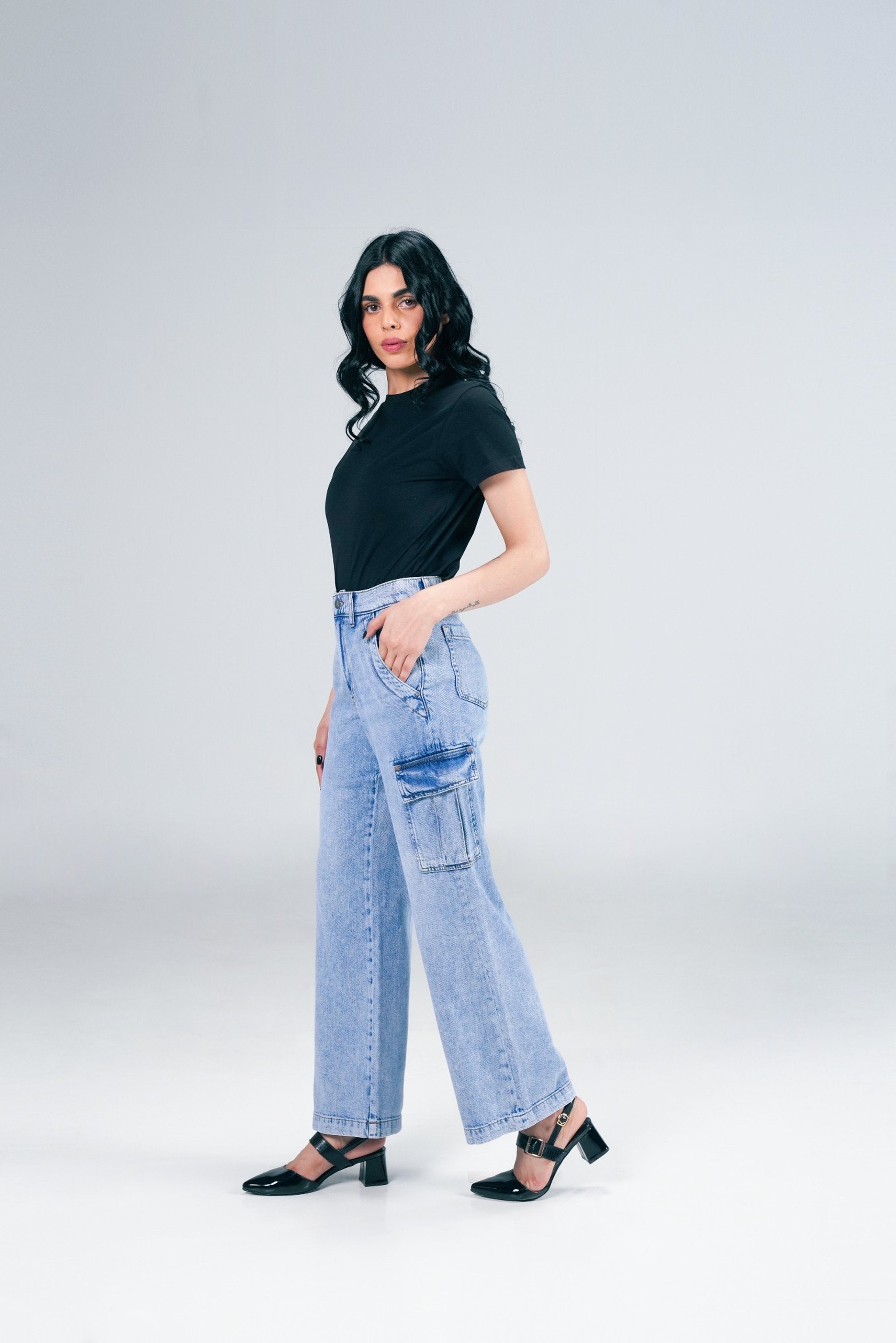 High Rise  Cargo Acid Wash