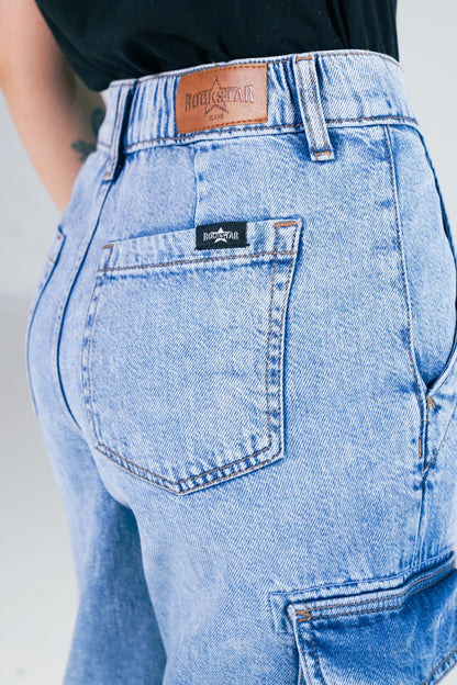 High Rise  Cargo Acid Wash shop at Rockstar Jeans