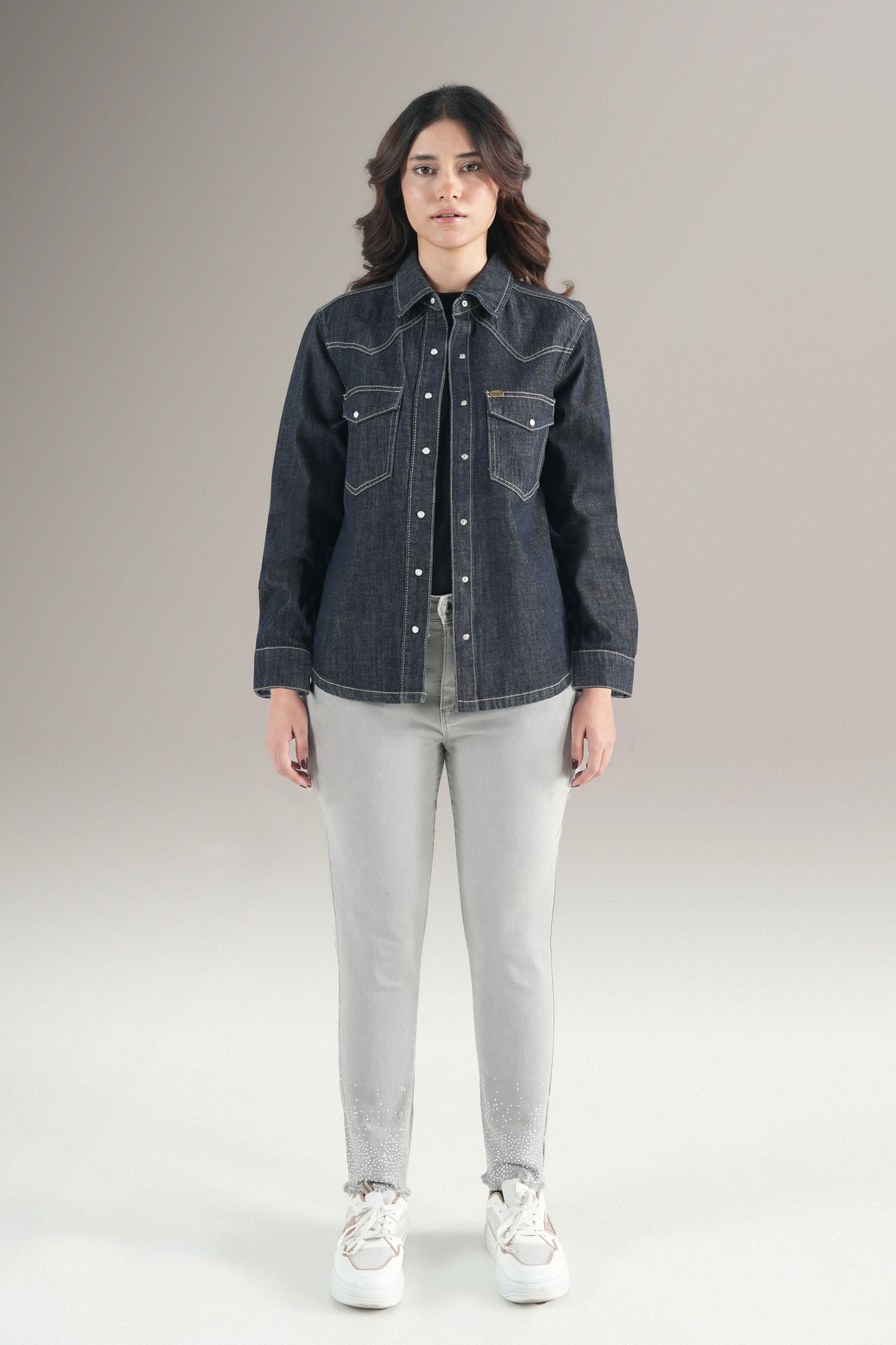 Embrioded Denim Western Shirt