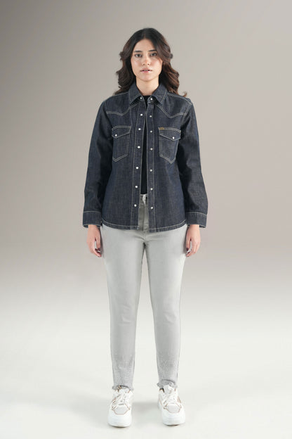 Embrioded Denim Western Shirt