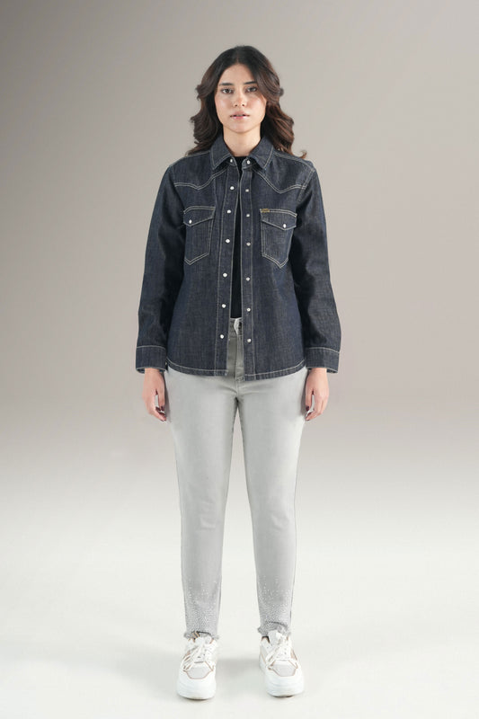 Embrioded Denim Western Shirt