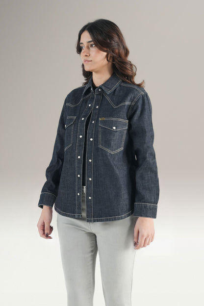 Embrioded Denim Western Shirt