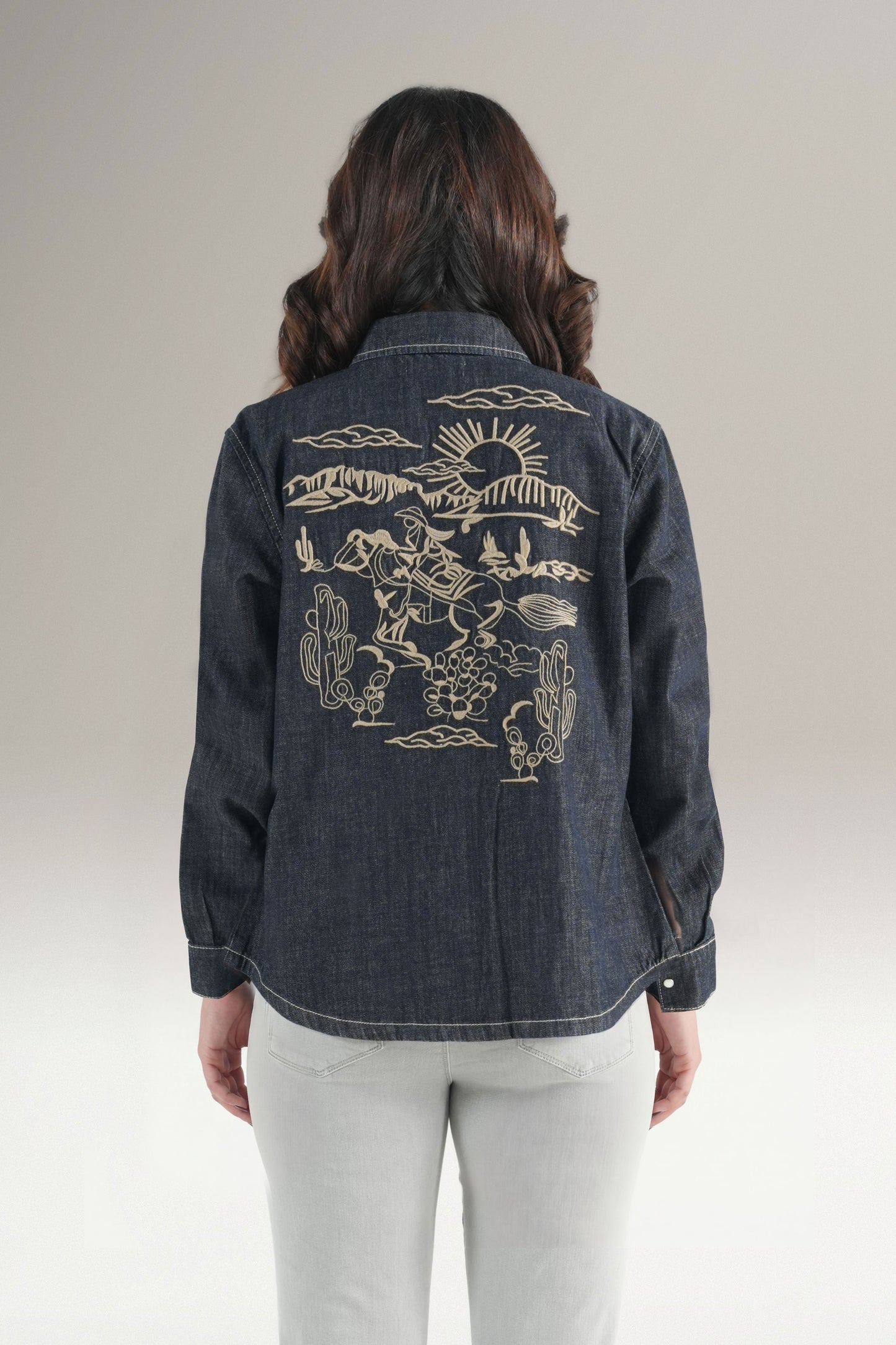 Embrioded Denim Western Shirt