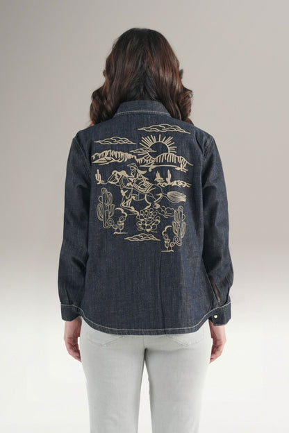 Embrioded Denim Western Shirt