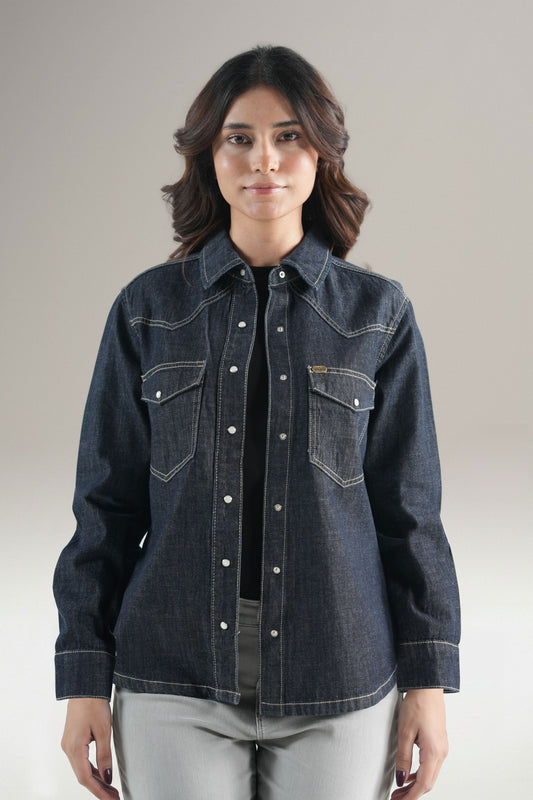 Embrioded Denim Western Shirt
