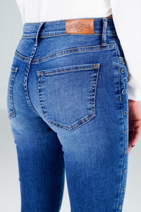 Skinny Fit With Eyelets Light Blue