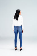 Skinny Fit With Eyelets Light Blue